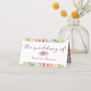 Carte De Placement Mariage de siège fleuri chic en fleurs
