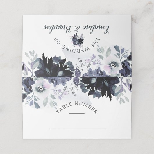 Carte De Placement Mariage de siège floral néocturne Numéro de table (Extérieur déplié)