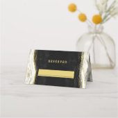 Carte De Placement Mariage de siège réservé Black White & Gold (Devant)