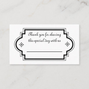 Carte De Placement Mariage de siège Retro Noir Blanc Vintage Art Déco