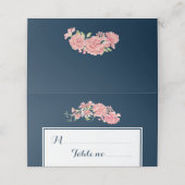 Carte De Placement Mariage de table de script floral naval (Extérieur déplié)