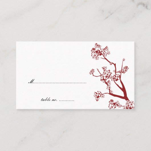 Carte De Placement Mariage de table rouge cerisier en fleurs (Devant)