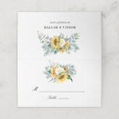Carte De Placement Mariage de tournesol d'aquarelle (Extérieur déplié)