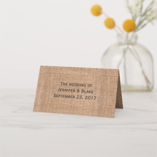 Carte De Placement Mariage de tournesol de Burlap Rustique (Dos)