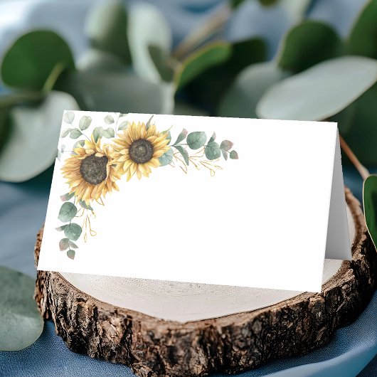 Carte De Placement Mariage de tournesol floral Eucalyptus