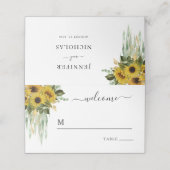 Carte De Placement Mariage De Tournesol Noir Et Blanc Moderne (Extérieur déplié)