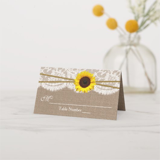 Carte De Placement Mariage de tournesol rustique (Devant)