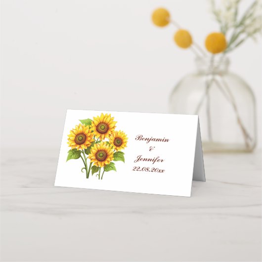 Carte De Placement Mariage de tournesol rustique simple (Devant)