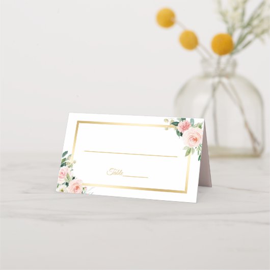 Carte De Placement Mariage de trame doré rose rose (Devant)