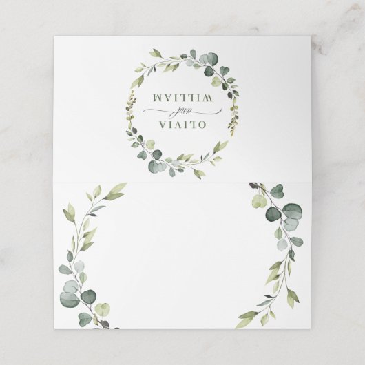 Carte De Placement Mariage de trame Eucalyptus moderne Boho (Extérieur déplié)