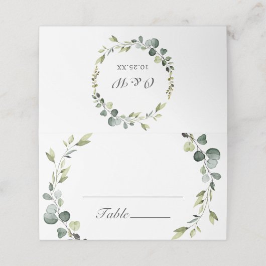 Carte De Placement Mariage de trame Eucalyptus moderne Boho (Extérieur déplié)