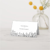 Carte De Placement Mariage de verdure blanche et noire pliée (Dos)