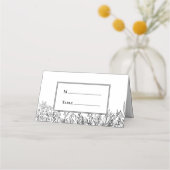 Carte De Placement Mariage de verdure blanche et noire pliée (Devant)