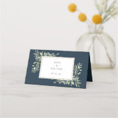 Carte De Placement Mariage de verdure fond bleu mer profond (Dos)