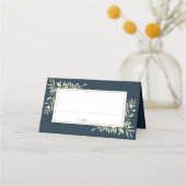Carte De Placement Mariage de verdure fond bleu mer profond (Devant)