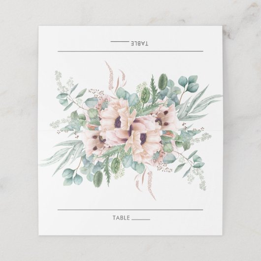 Carte De Placement Mariage de verdure rose pâle chic (Extérieur déplié)