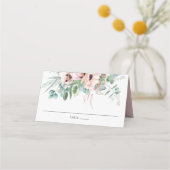 Carte De Placement Mariage de verdure rose pâle chic (Dos)