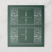 Carte De Placement Mariage d'épée médiévale Silver Green Royal (Extérieur déplié)