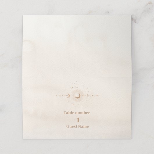 Carte De Placement Mariage des étoiles célestes d'or mystique (Extérieur déplié)