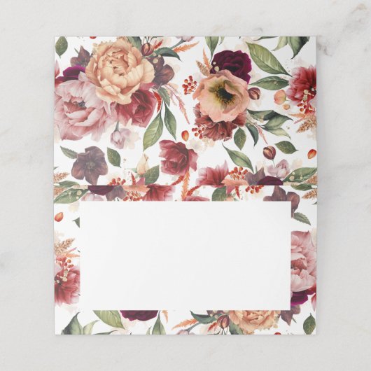 Carte De Placement Mariage des fleurs rouges d'orange et de Bourgogne (Extérieur déplié)