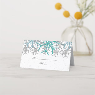 Carte De Placement Mariage des flocons de neige en argent d'hiver