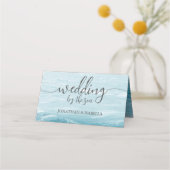 Carte De Placement Mariage d'été au bord de la mer bleue ondulée ombr (Dos)