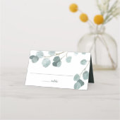 Carte De Placement Mariage d'eucalyptus en argent (Devant)