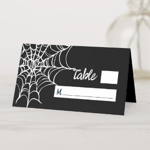 Carte De Placement Mariage d'Halloween gothique noir effrayant
