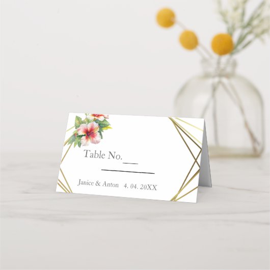 Carte De Placement Mariage d'Hibiscus tropical (Devant)