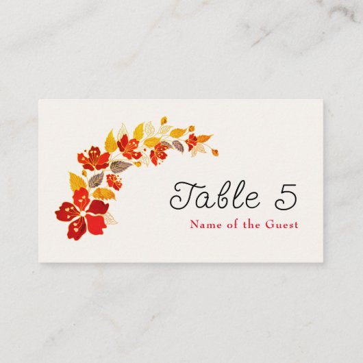 Carte De Placement Mariage d'hibiscus tropicaux d'Orange brulé (Dos)