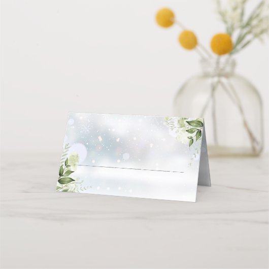 Carte De Placement Mariage d'hiver à la verdure rustique (Devant)