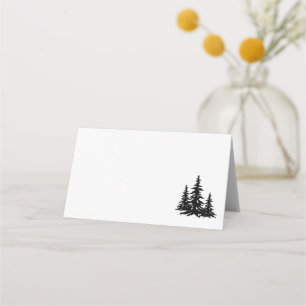 Carte De Placement Mariage d'hiver aux pins noirs et blancs