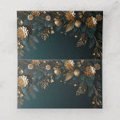 Carte De Placement Mariage d'hiver élégant vert chasseresse or (Intérieur déplié)