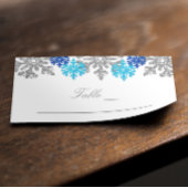 Carte De Placement Mariage d'hiver flocons de neige bleu argenté