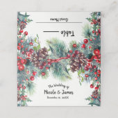 Carte De Placement Mariage d'hiver Holiday Holly Berry Pine Cone Tabl (Extérieur déplié)