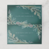 Carte De Placement Mariage d'hiver Pine Cônes Pineberries Vert Blanc  (Extérieur déplié)