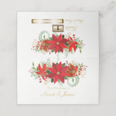 Carte De Placement Mariage d'hiver Poinsettia Fête Table Siège (Extérieur déplié)