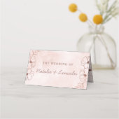 Carte De Placement Mariage d'huile d'or rose et Rose blanc Numéro de (Dos)