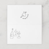 Carte De Placement Mariage d'illustrations de Doodle en noir et blanc (Extérieur déplié)