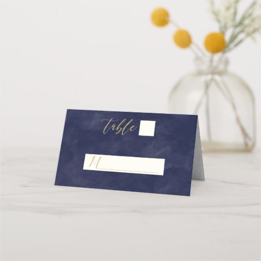 Carte De Placement Mariage d'or de couleur d'aquarelle marine simple  (Devant)