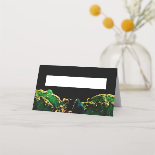 Carte De Placement Mariage d'or en bronze vert noir (Devant)