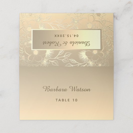 Carte De Placement Mariage d'or Faux moderne (Extérieur déplié)