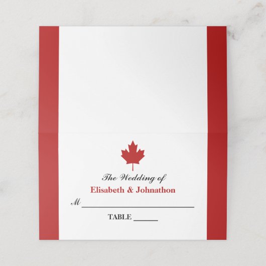 Carte De Placement Mariage du drapeau canadien (Extérieur déplié)