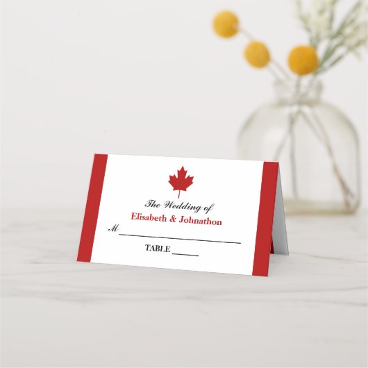 Carte De Placement Mariage du drapeau canadien (Devant)