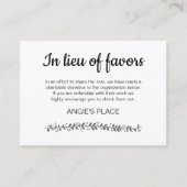 Carte De Placement Mariage du numéro de table de dons de bienfaisance (Devant)