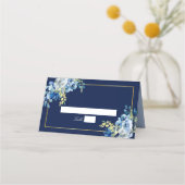Carte De Placement Mariage du soir élégant en or bleu marine (Devant)