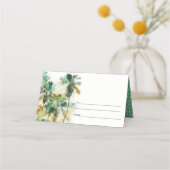 Carte De Placement Mariage Dusky Green Tropical Aquarelle Palm Trees (Dos)