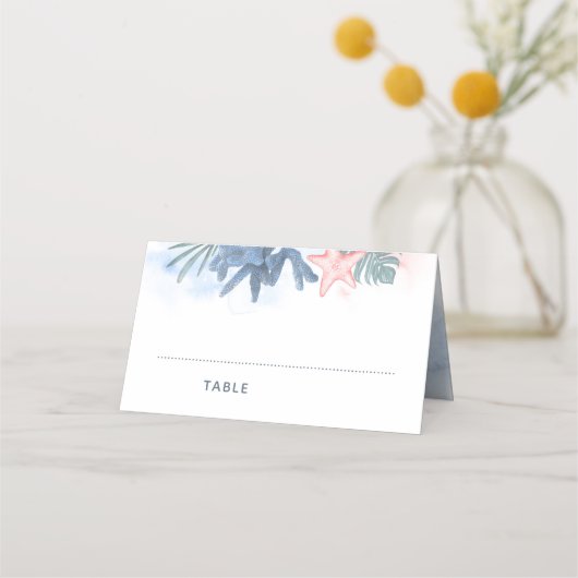 Carte De Placement Mariage Dusty Blue Beach | Parti spécial (Devant)
