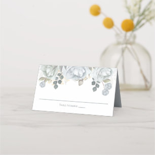 Carte De Placement Mariage Dusty Blue Floral Elegant Aquarelle Table