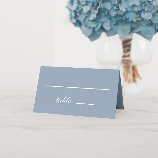 Carte De Placement Mariage Dusty Blue Simple White Script Calligraphi